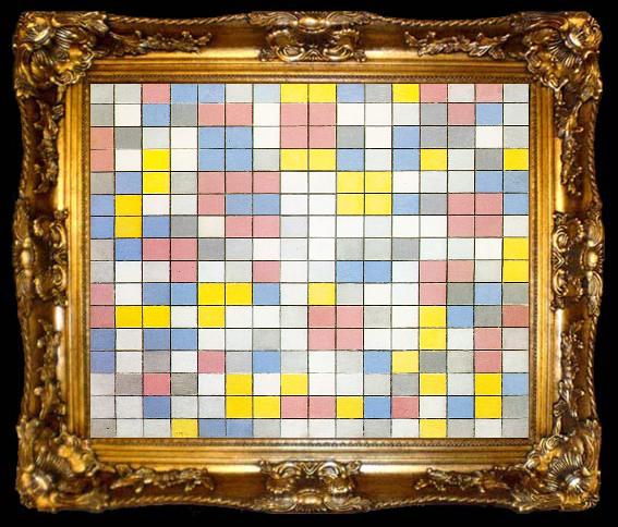 framed  Piet Mondrian Composition with Grid IX, ta009-2